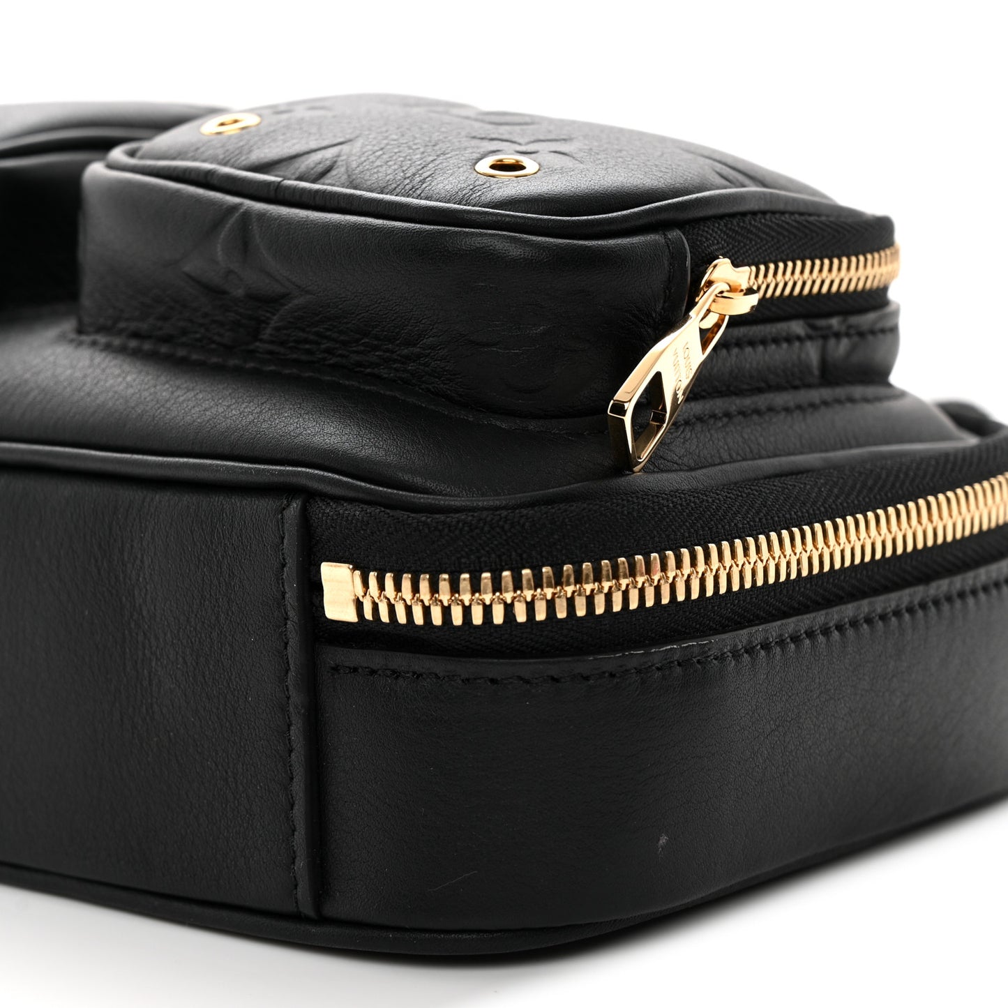 Calfskin Monogram Embossed Utility Crossbody Black