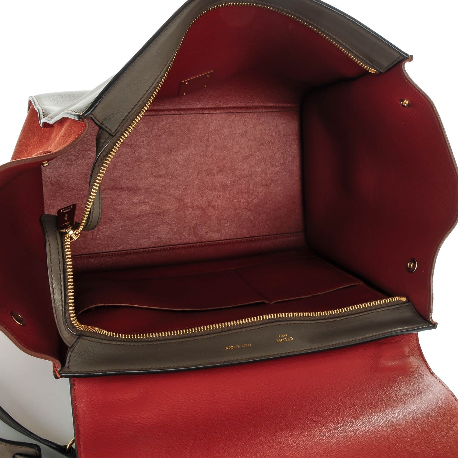 Celine Smooth Calfskin Suede Medium Tri-Color Trapeze Terracotta 7 of 8