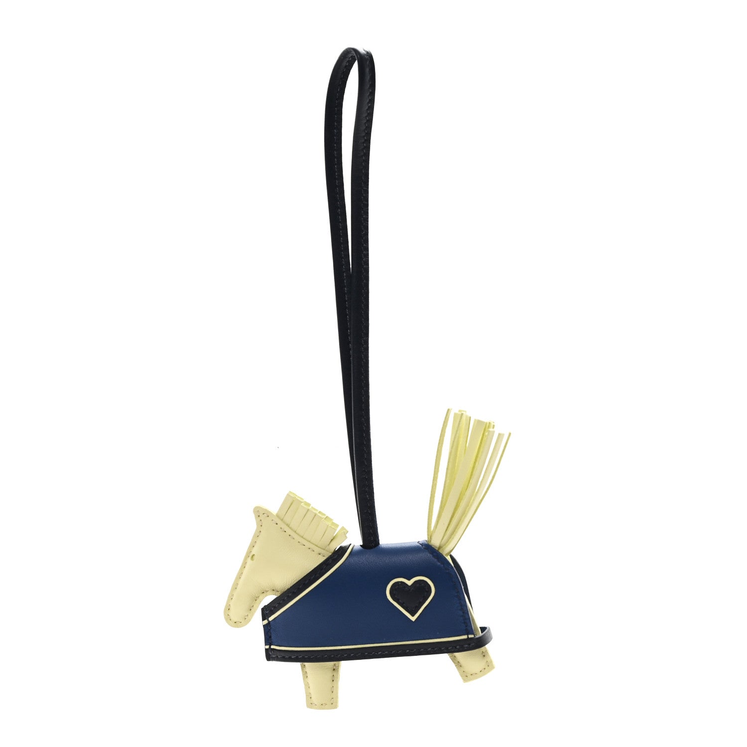 Hermes Milo Lambskin Grigri Rodeo Robeo Coeur Bag Charm PM Jaune Milton Bleu Nuit Bleu Tie 1 of 5