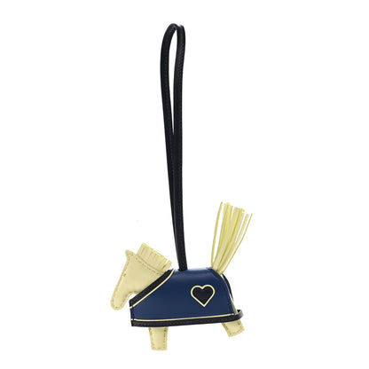 Hermes Milo Lambskin Grigri Rodeo Robeo Coeur Bag Charm PM Jaune Milton Bleu Nuit Bleu Tie 1 of 5