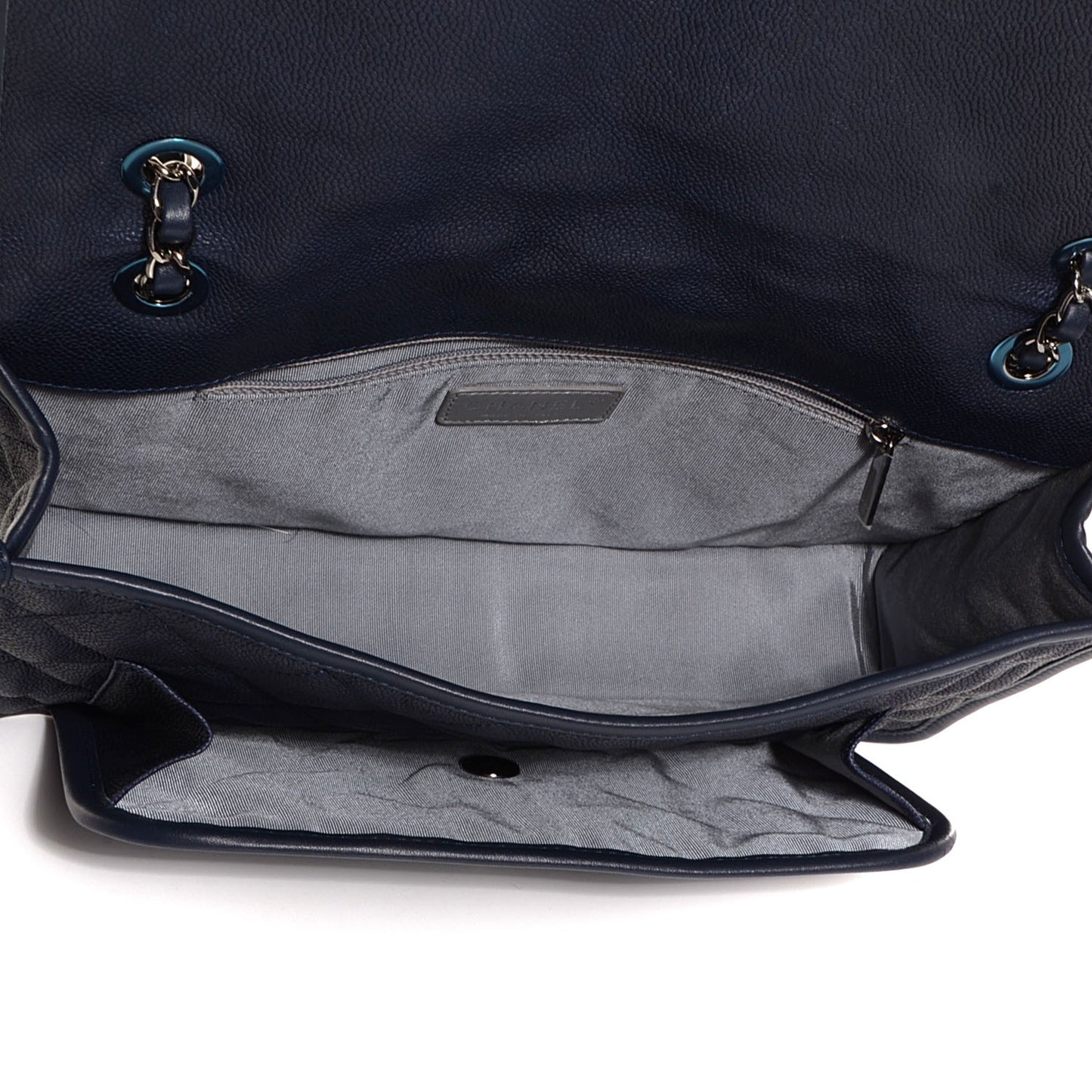 Caviar Quilted French Riviera Large Flap Navy Blue