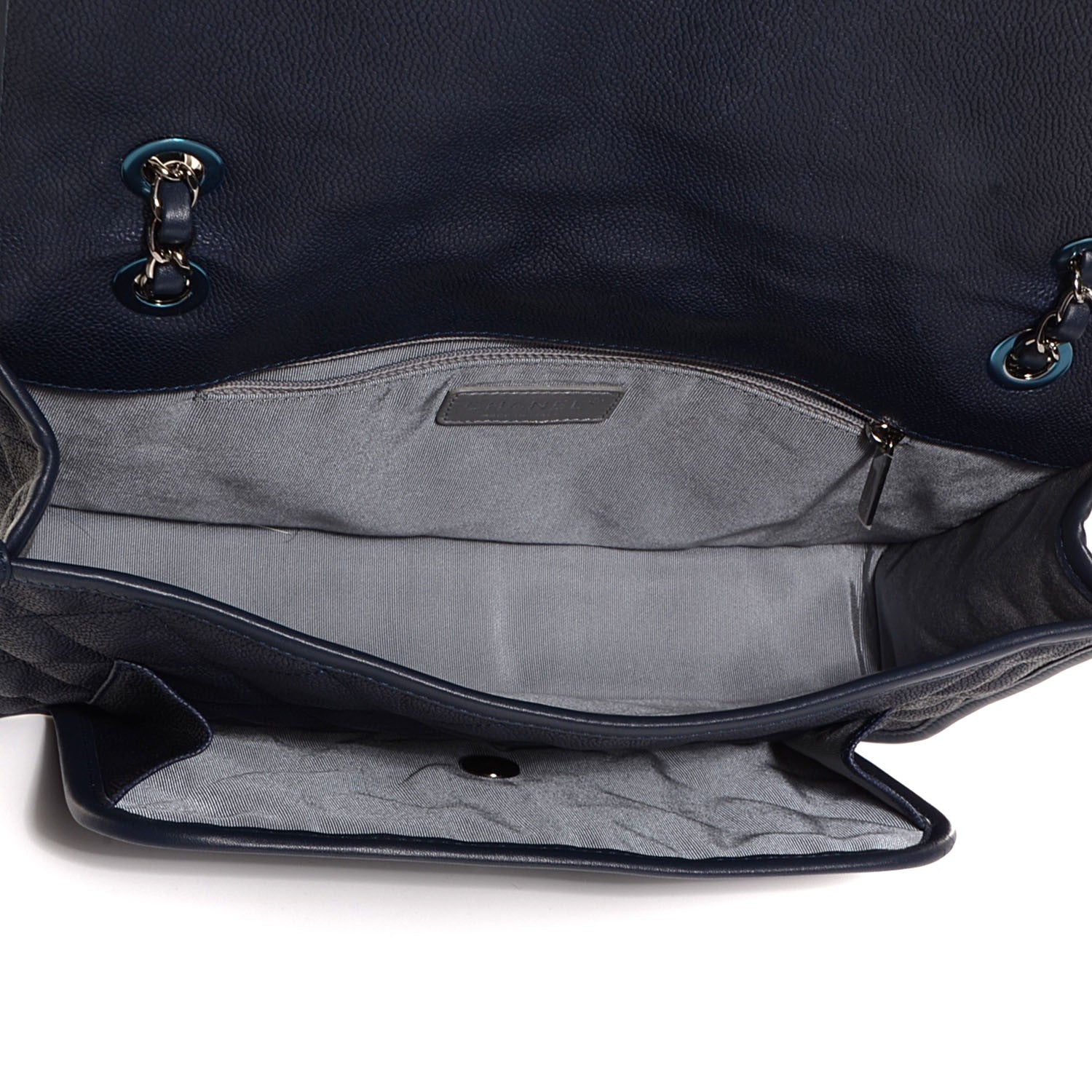 Chanel Caviar Quilted French Riviera Large Flap Navy Blue 6 of 9