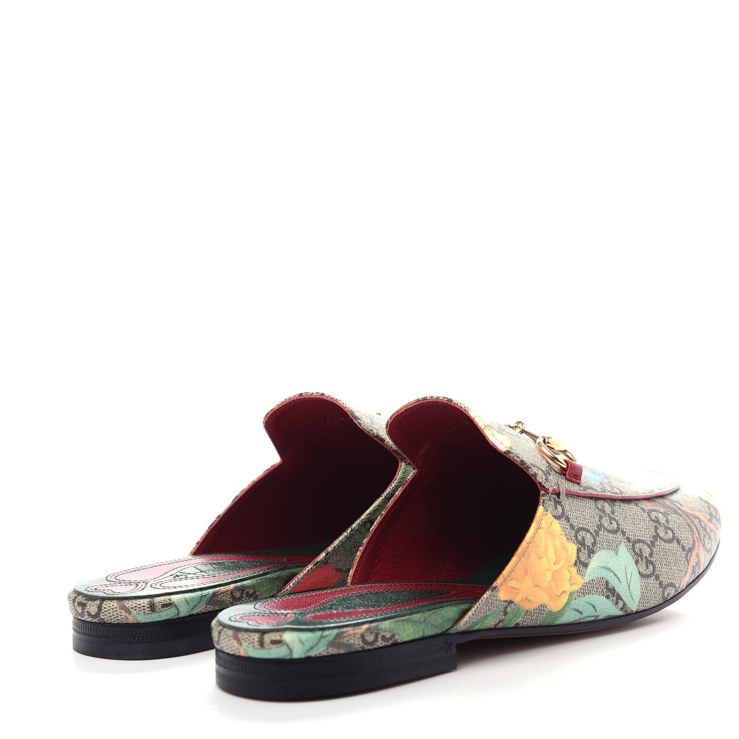Gucci GG Supreme Monogram Tian Womens Princetown Slippers 38 Beige Ebony Multicolor 4 of 11