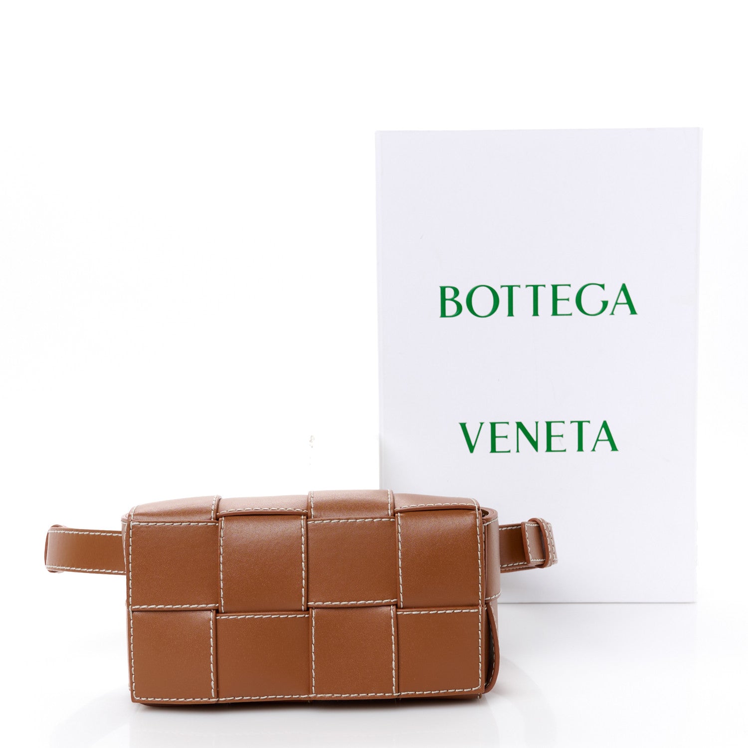 Bottega Veneta Calfskin Maxi Intreccio Mini Cassette Belt Bag Wood