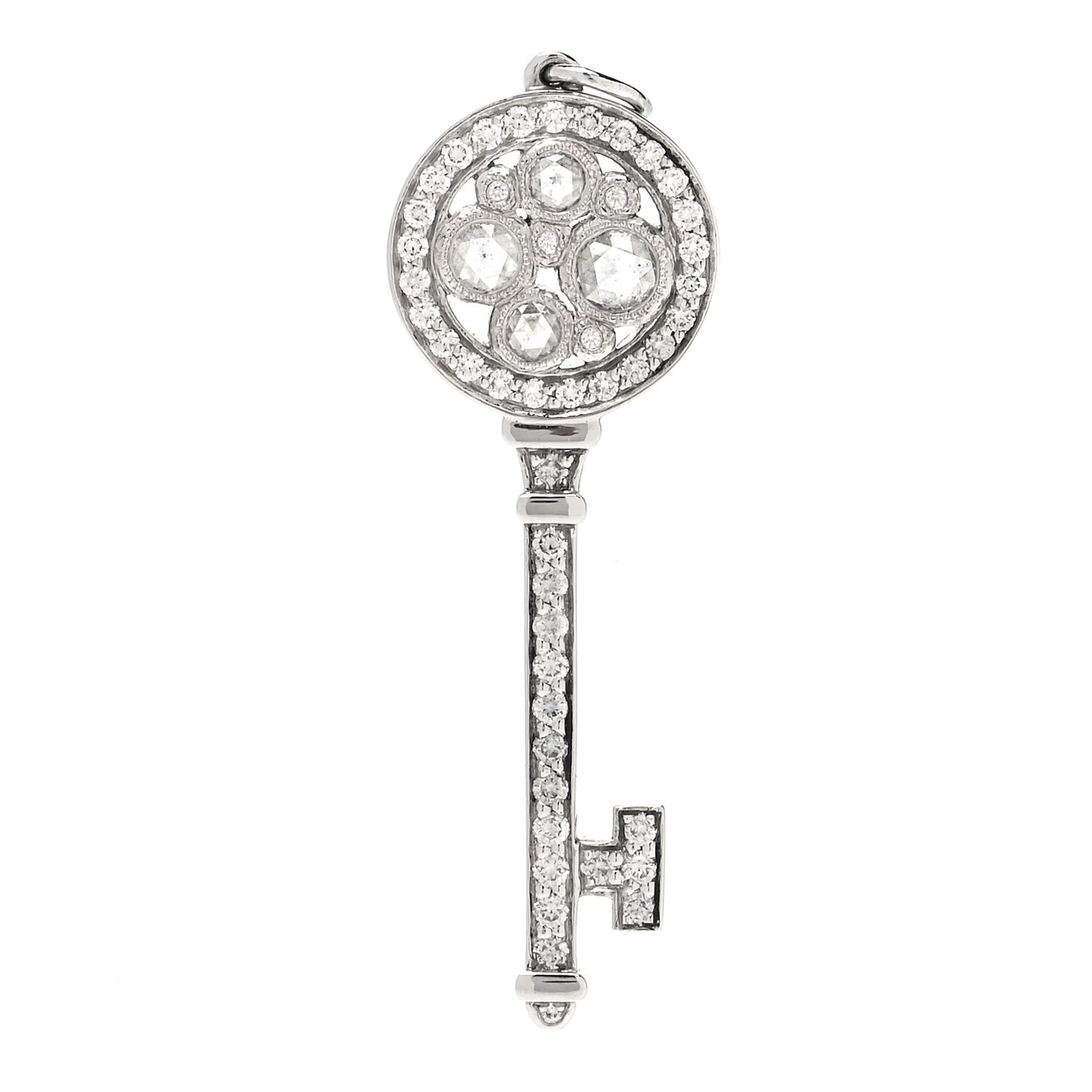 Platinum Diamond Cobblestone Key Pendant