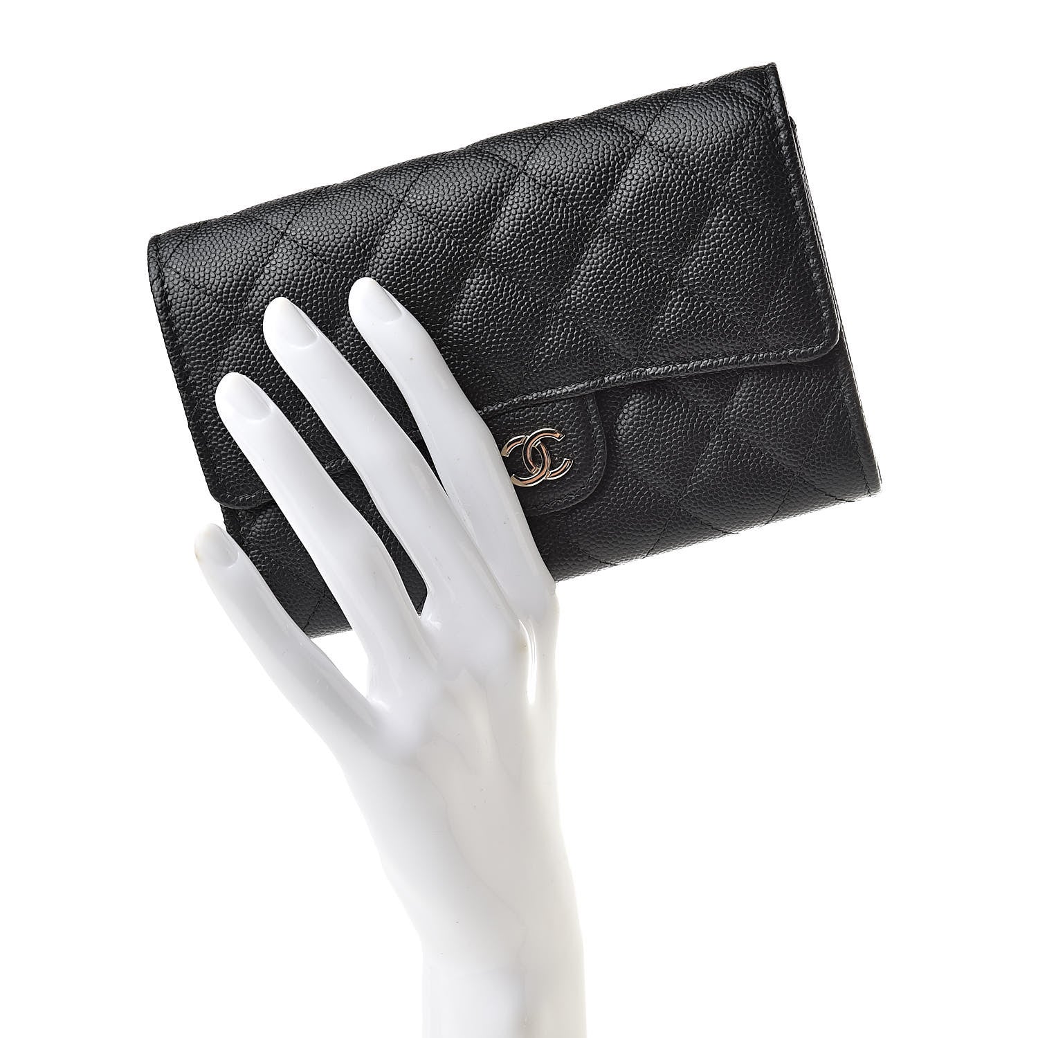 Chanel Caviar Quilted Medium Flap Wallet Black 2 of 9