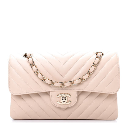 Chanel Caviar Chevron Quilted Small Double Flap Beige 1 of 10