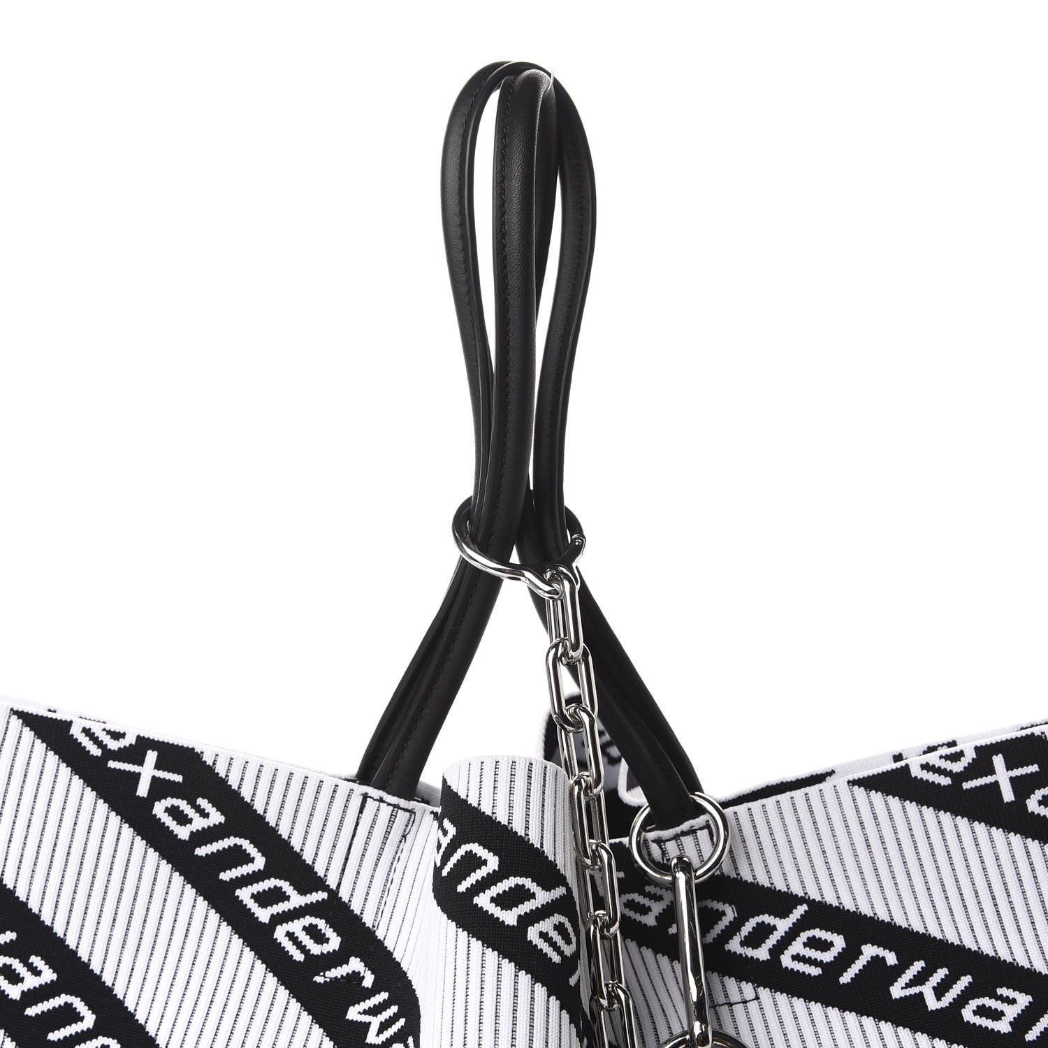 Alexander Wang Knit Jacquard Diagonal Logo Roxy Tote White Black 12 of 12