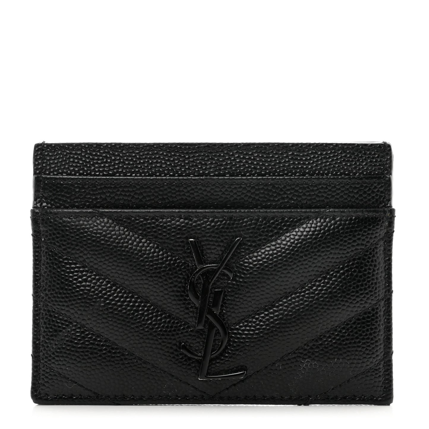 Grain De Poudre Matelasse Chevron Monochrome Monogram Credit Card Case Black