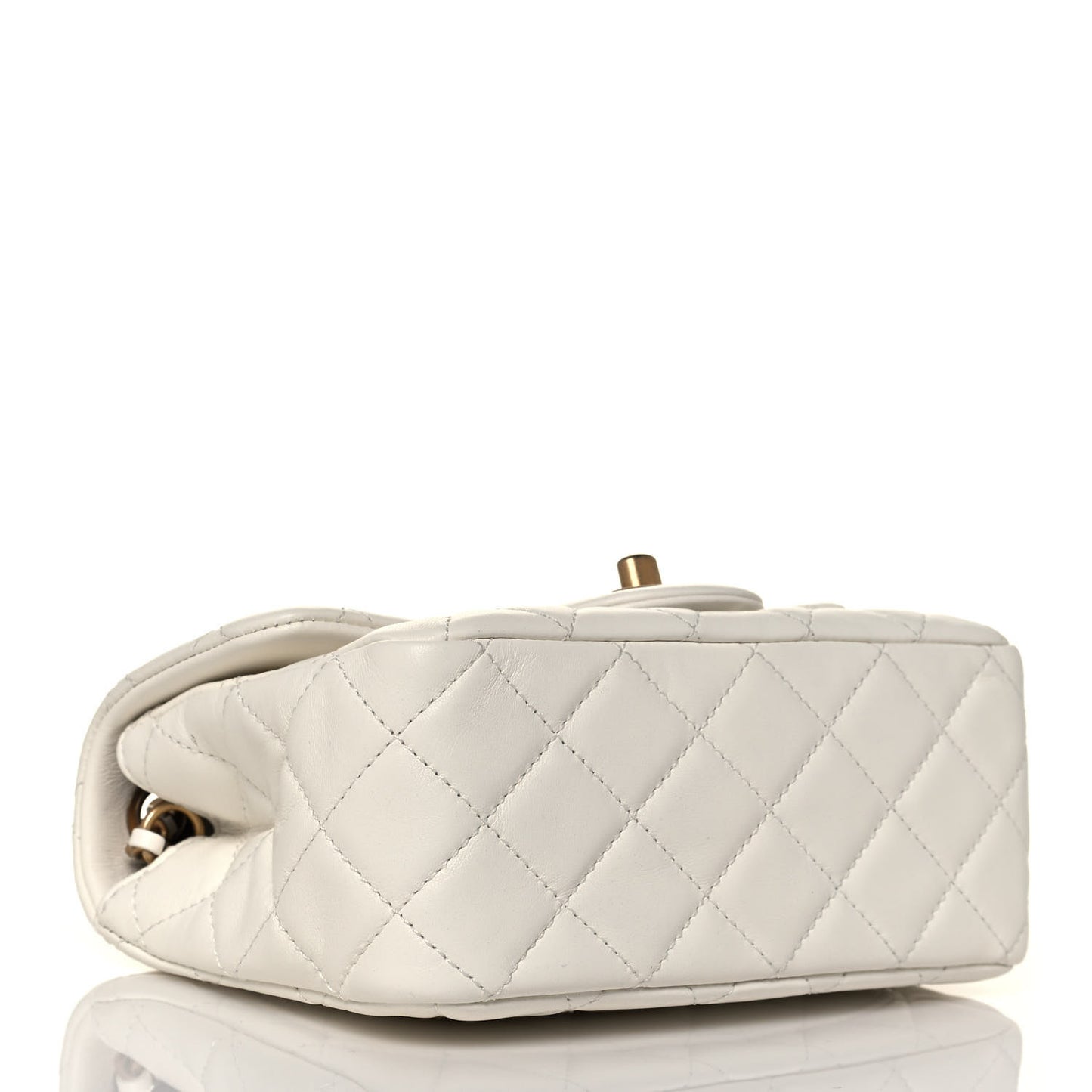 Lambskin Quilted Mini Pearl Crush Flap White