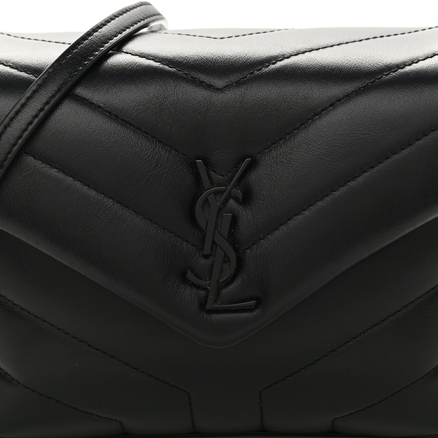 Calfskin Y Quilted Monogram Toy Loulou Crossbody Bag Black