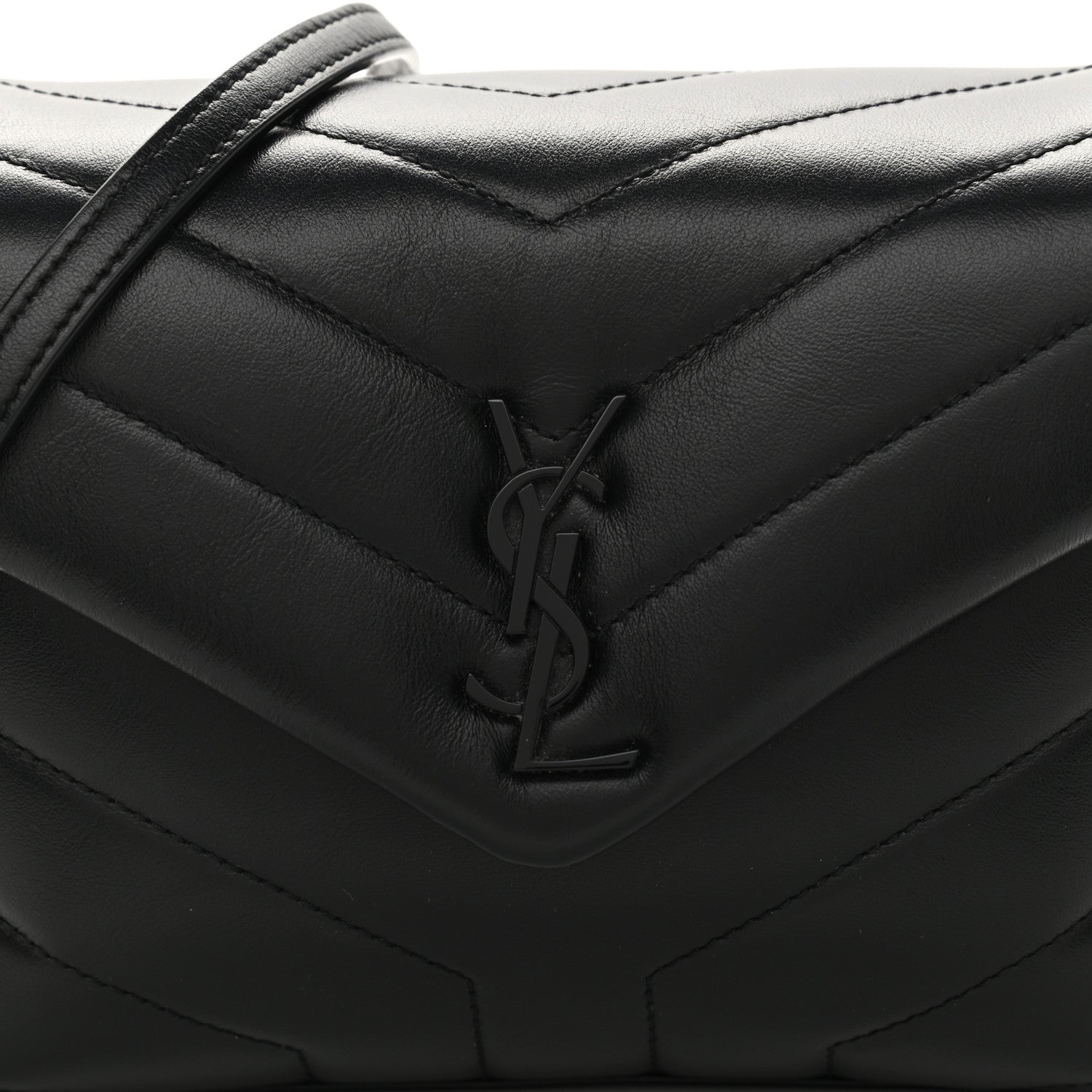 Saint Laurent Calfskin Y Quilted Monogram Toy Loulou Crossbody Bag Black 8 of 12
