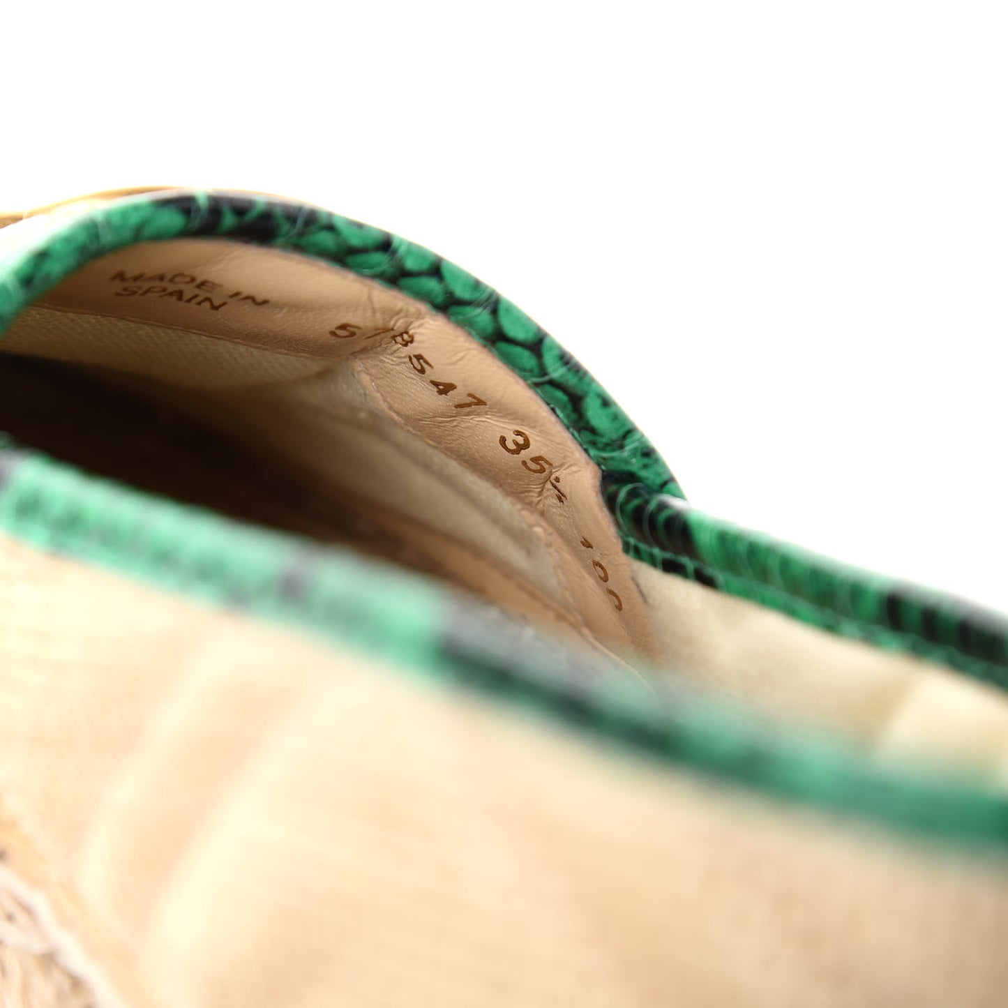 Straw Elaphe Matelasse GG Marmont Espadrilles 35.5 Natural New Shamarock