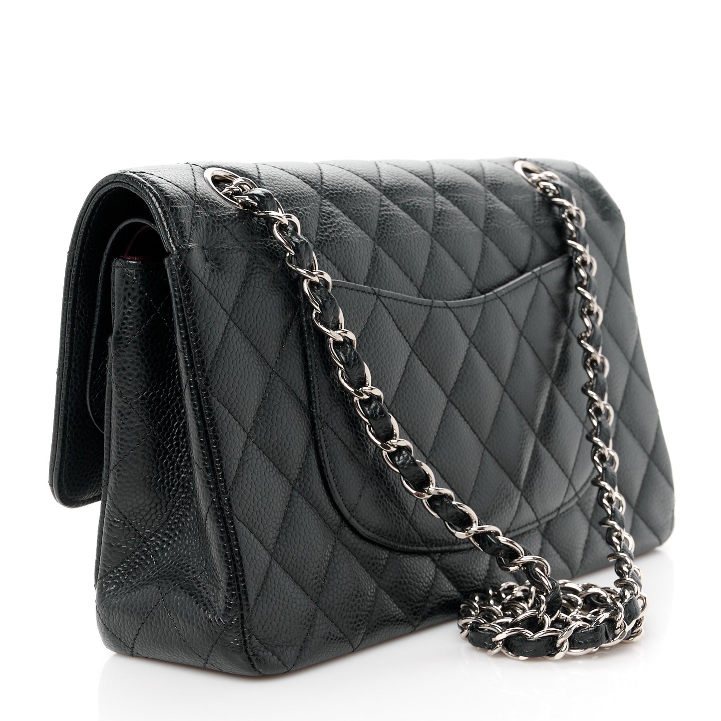 Caviar Quilted Medium Double Flap Black