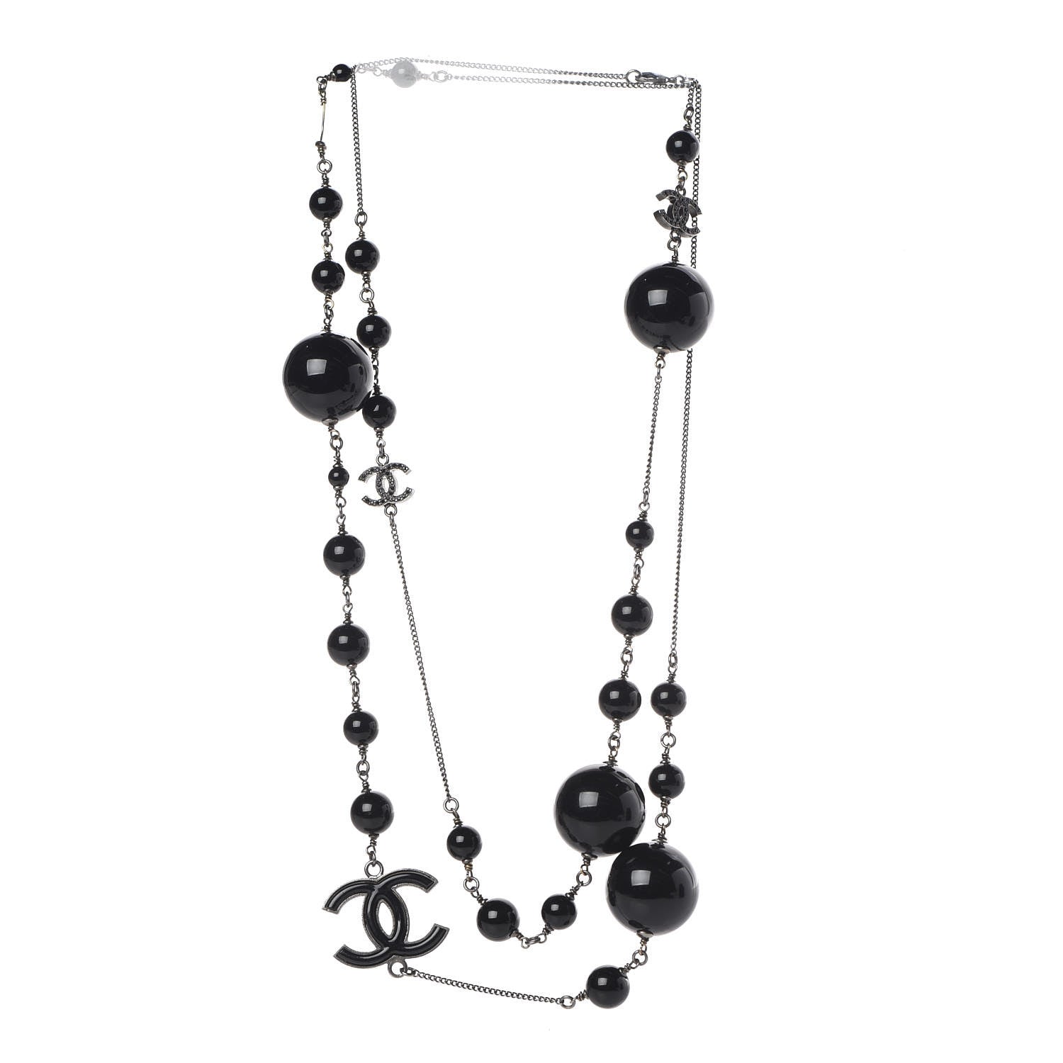Chanel Ruthenium Bead Crystal Necklace Black 3 of 6