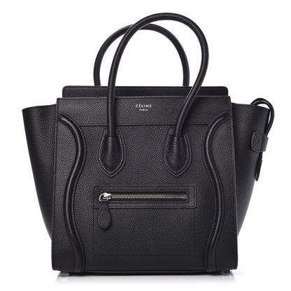 Celine Drummed Calfskin Micro Luggage Black 1 of 7