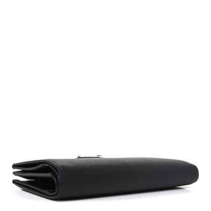 Prada Saffiano Triangle Continental Zip Wallet Black 4 of 8
