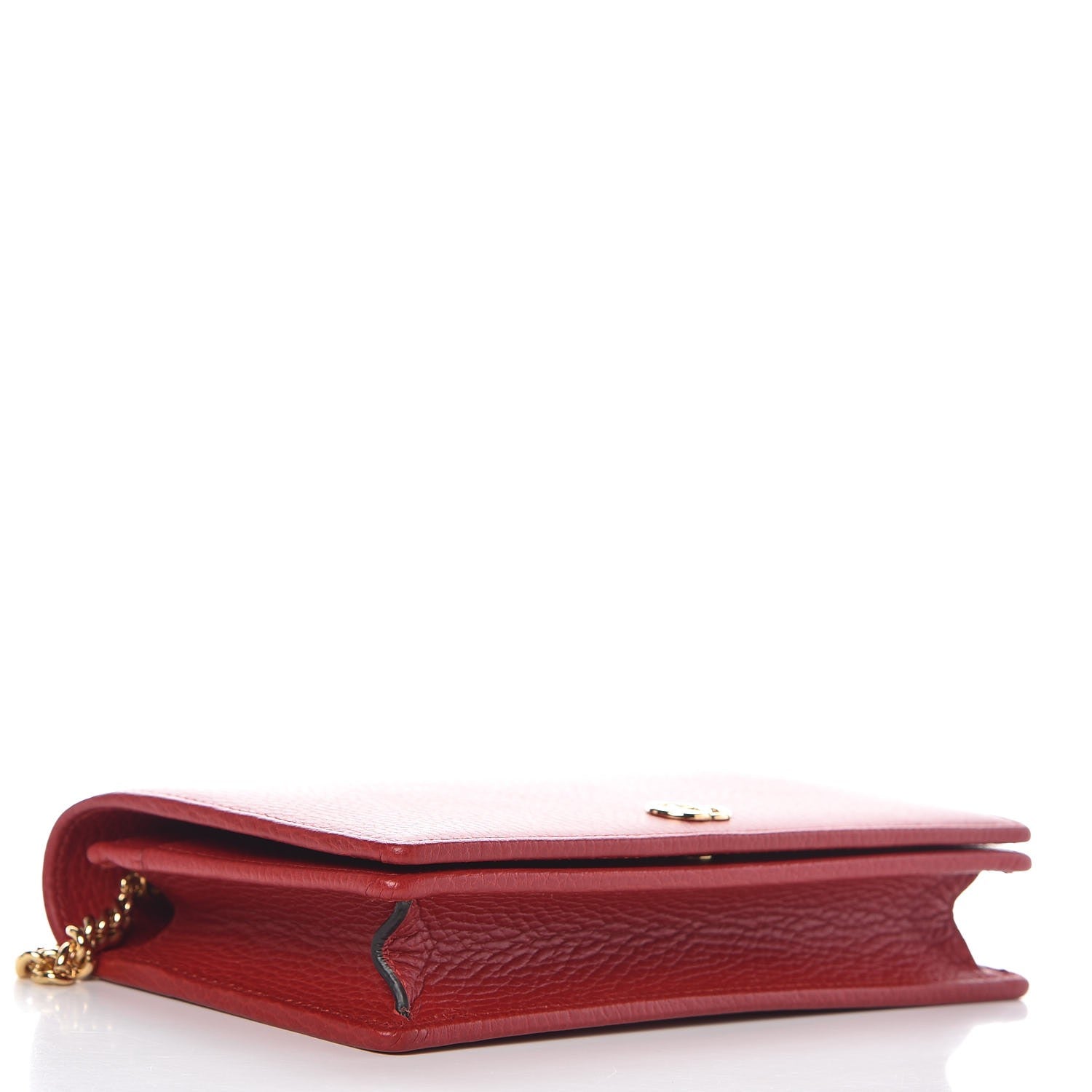 Gucci Dollar Calfskin Mini GG Marmont Chain Wallet Hibiscus Red 4 of 8