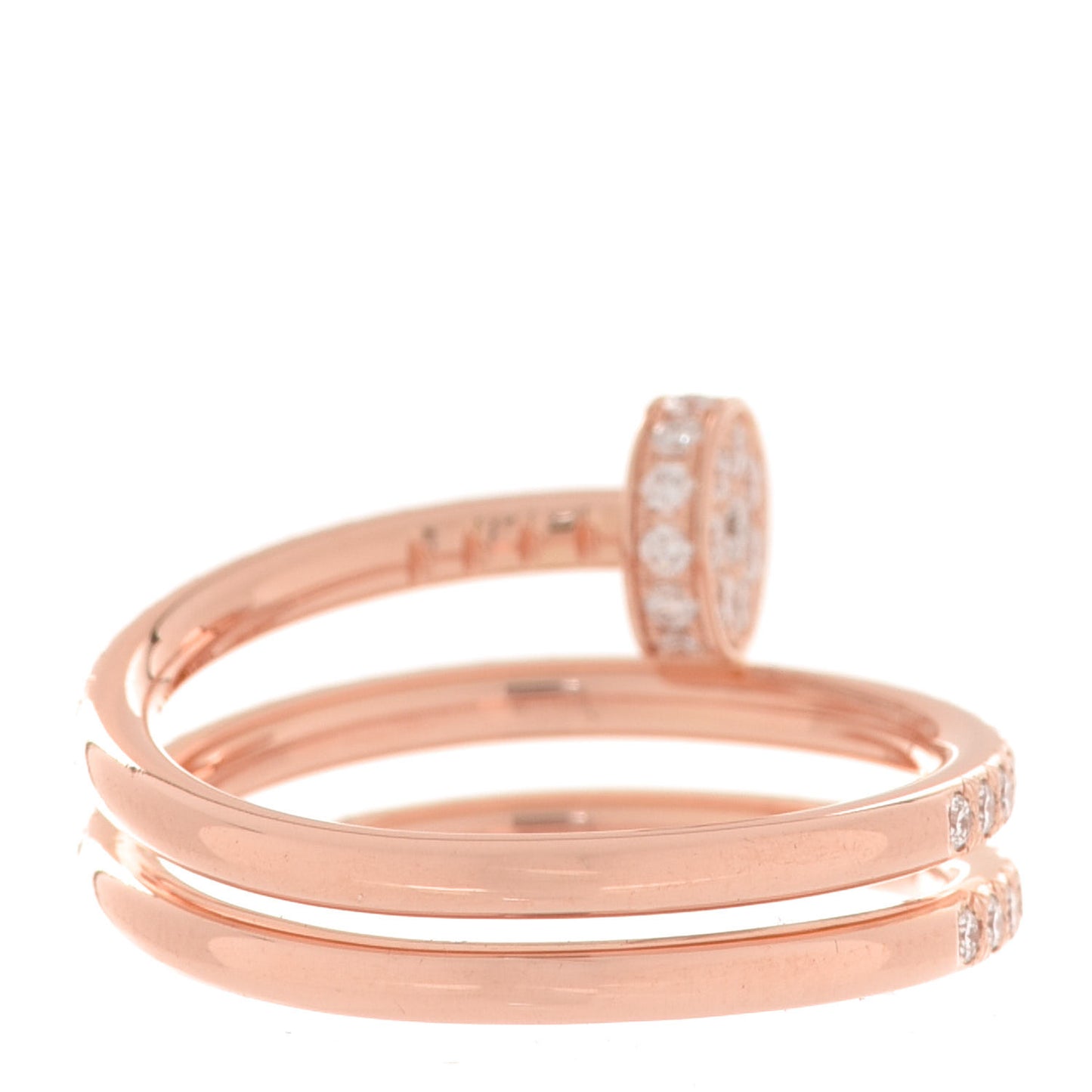 18K Pink Gold Diamond Double Juste Un Clou Paved Ring 52 6