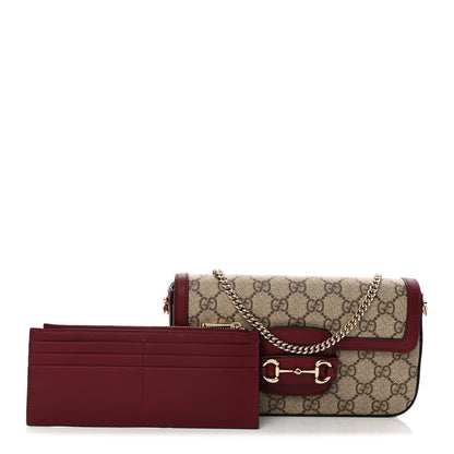 Gucci GG Supreme Monogram Azalea Calfskin Horsebit 1955 Mini Bag Beige Ebony Rosso Ancora 3 of 12