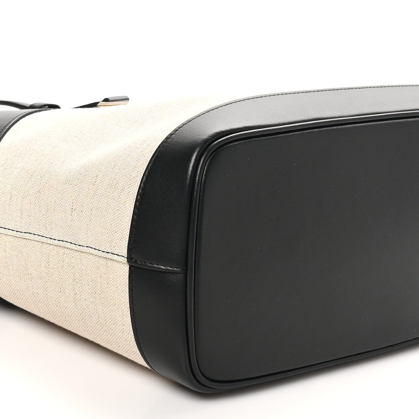 Canvas Calfskin Charming Tote Natural Black