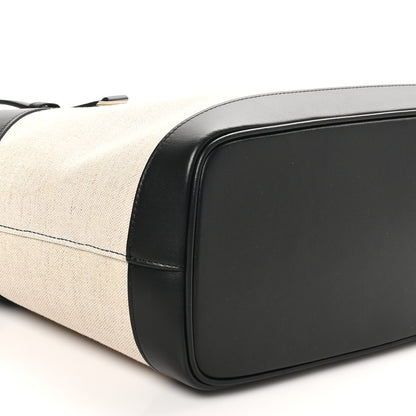 Salvatore Ferragamo Canvas Calfskin Charming Tote Natural Black 10 of 11