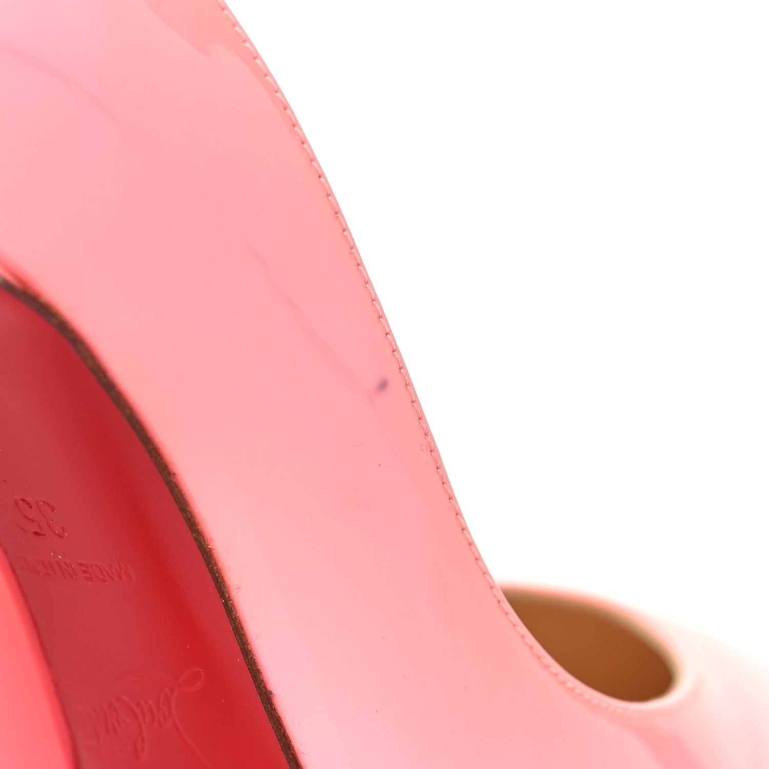 Christian Louboutin Patent Pigalle Follies 100 Pumps 35 Flamingo 9 of 9