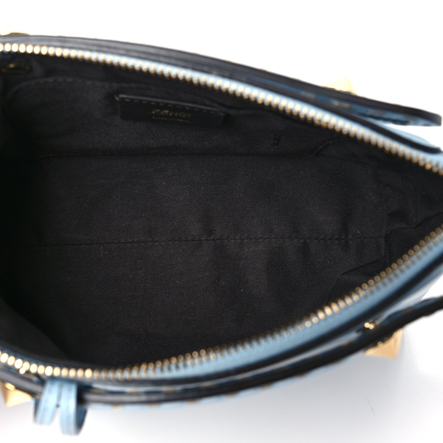 Fendi Vitello King Logo Embossed Mini By The Way Boston Bag Azzurro Baby 4 of 9