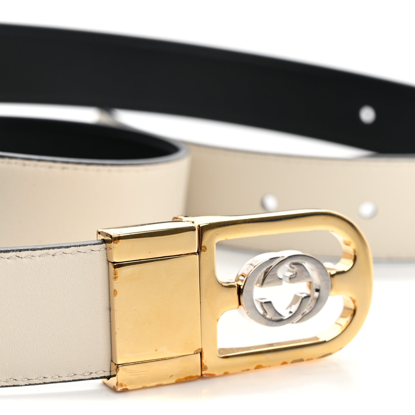 Calfskin Interlocking G Reversible Belt 90 36 Ivory