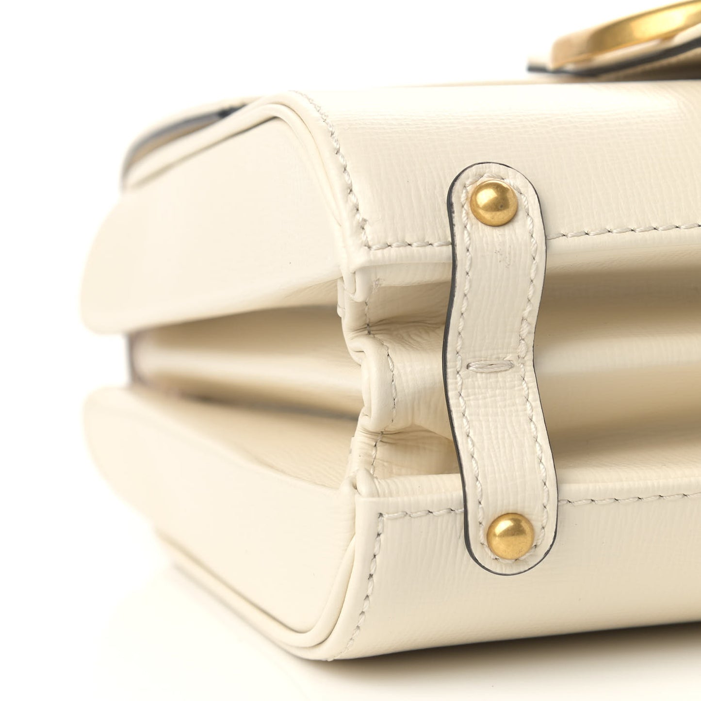 Grainy Calfskin VLogo Stud Sign Shoulder Bag Light Ivory