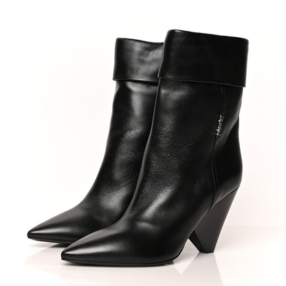 Saint Laurent Lambskin Liz 85 Wedge Booties 39 Black 3 of 8