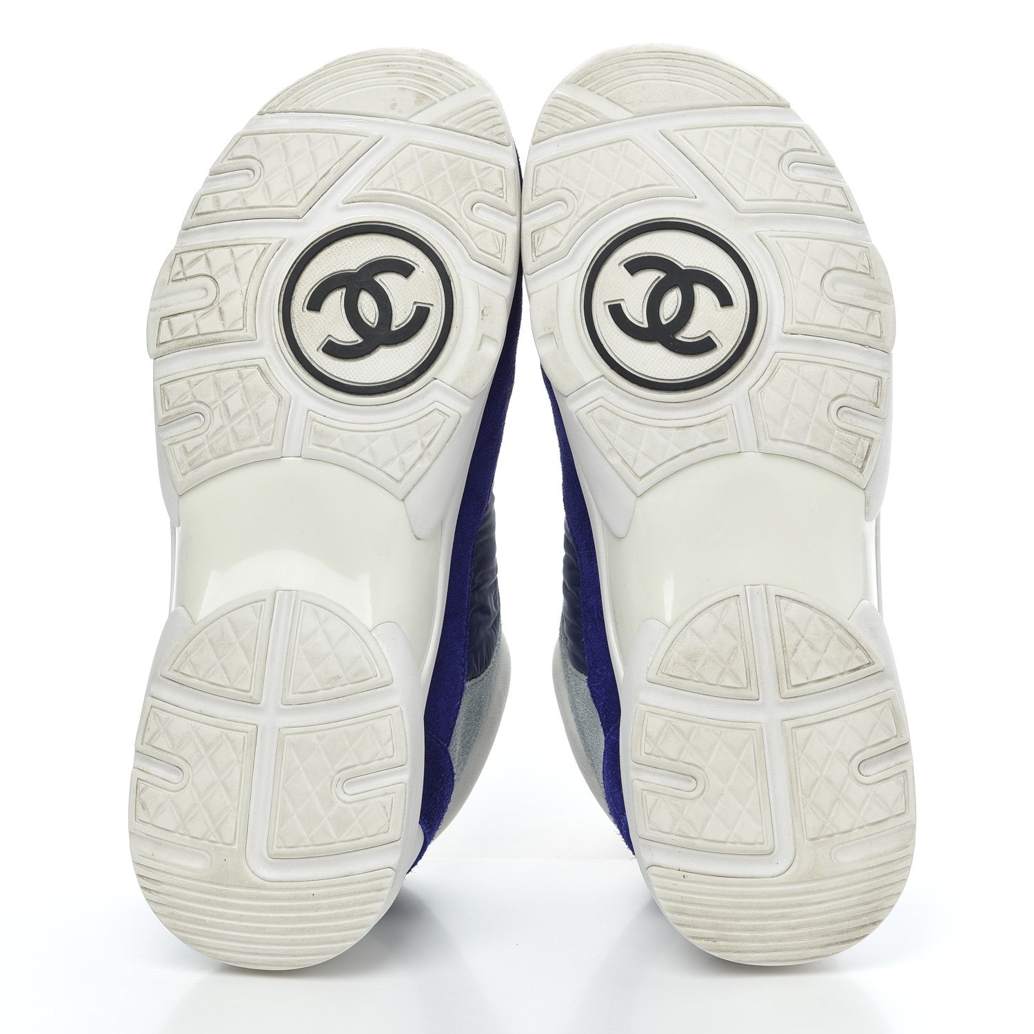 Chanel Nylon Lambskin Suede Calfskin Womens Logo Sneakers 39 Blue Coral 5 of 21