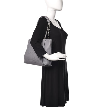 Chanel Caviar Large CC Tuck Tote Grey 2 of 11
