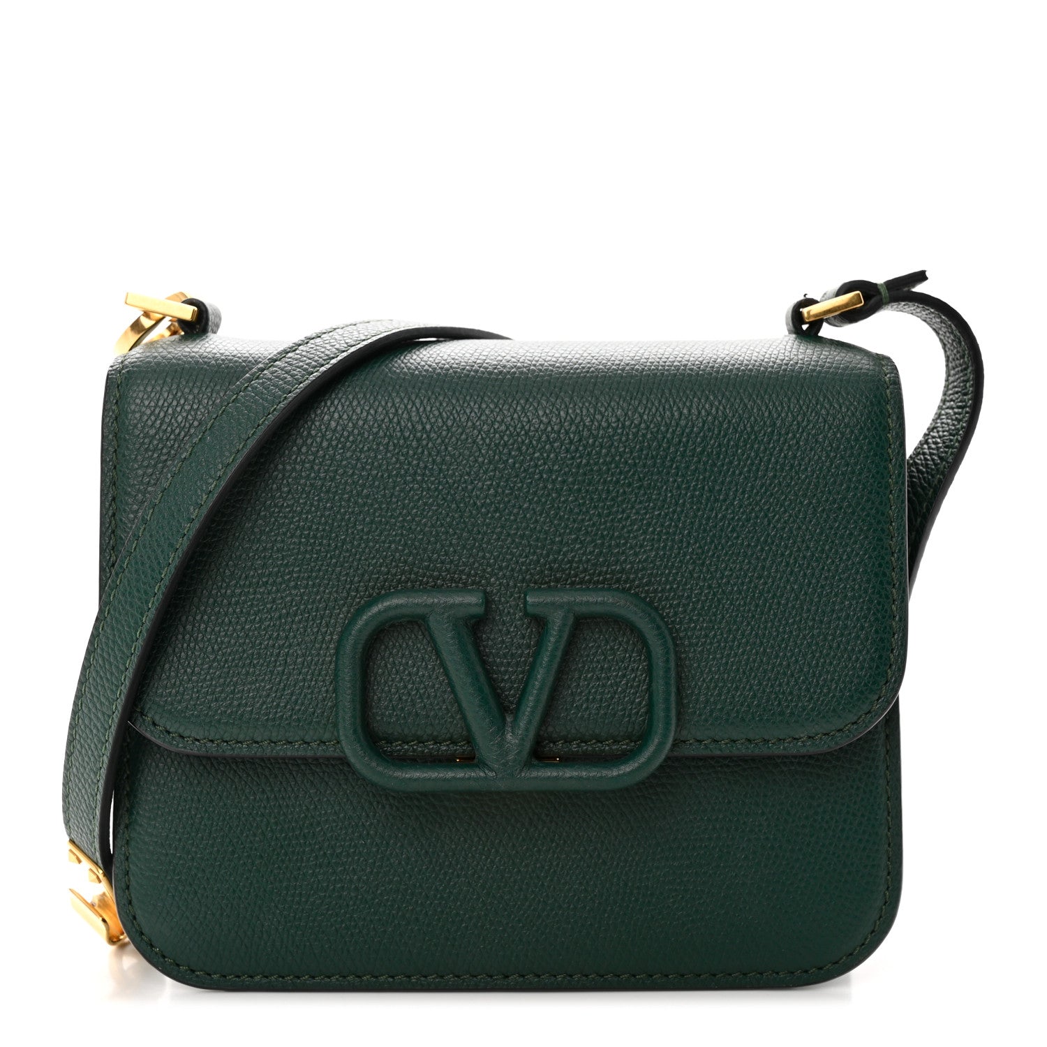 Valentino Garavani Grainy Calfskin Small VSling Shoulder Bag English Green 1 of 12