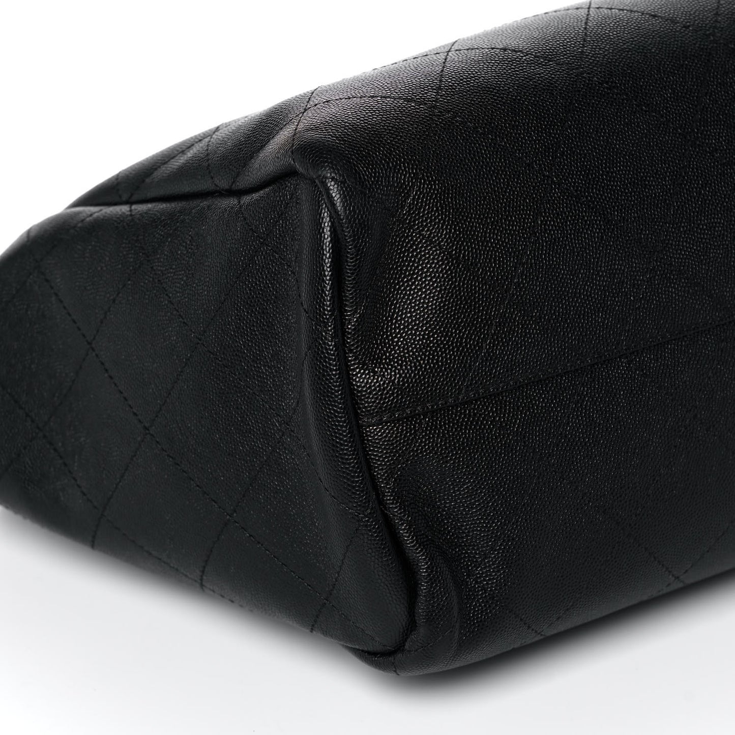 Caviar Stitched Large Shopping Tote Black