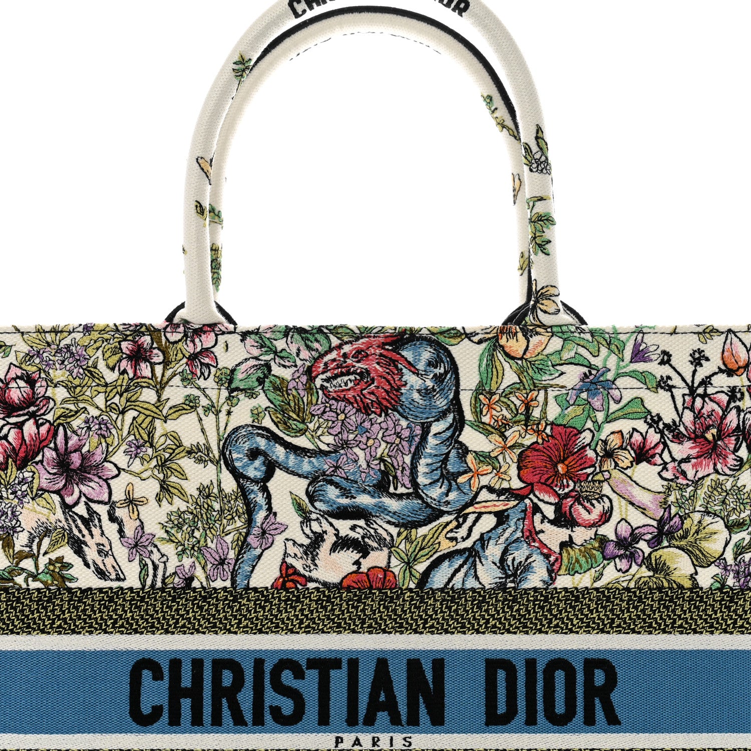 Christian Dior Canvas Embroidered Large D-Constellation Book Tote Latte Multicolor 7 of 9