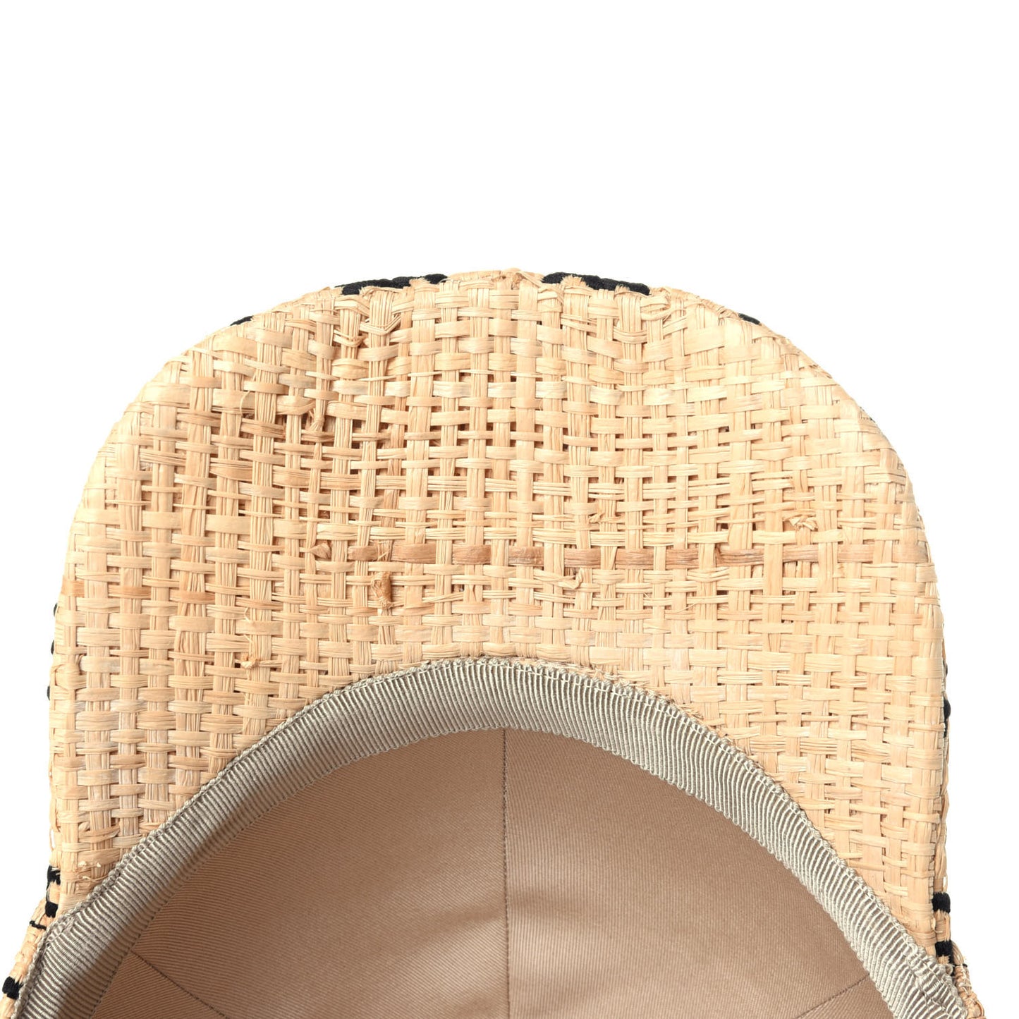 Raffia GG Monogram Elaphe Embroidered Aisha Baseball Hat M Ivory Black