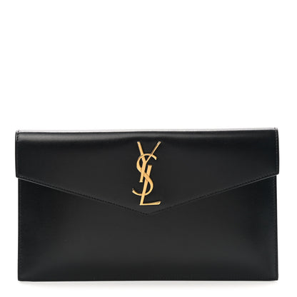 Saint Laurent Smooth Shiny Calfskin Monogram Uptown Pouch Black 1 of 10