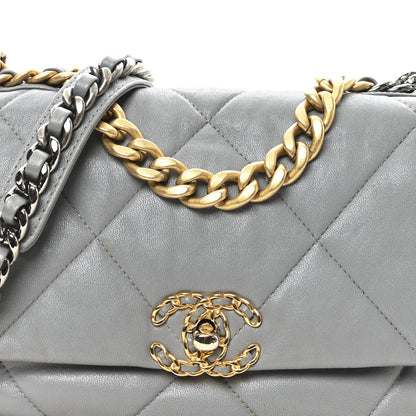 Chanel Goatskin Quilted Medium Chanel 19 Flap Grey 8 of 10