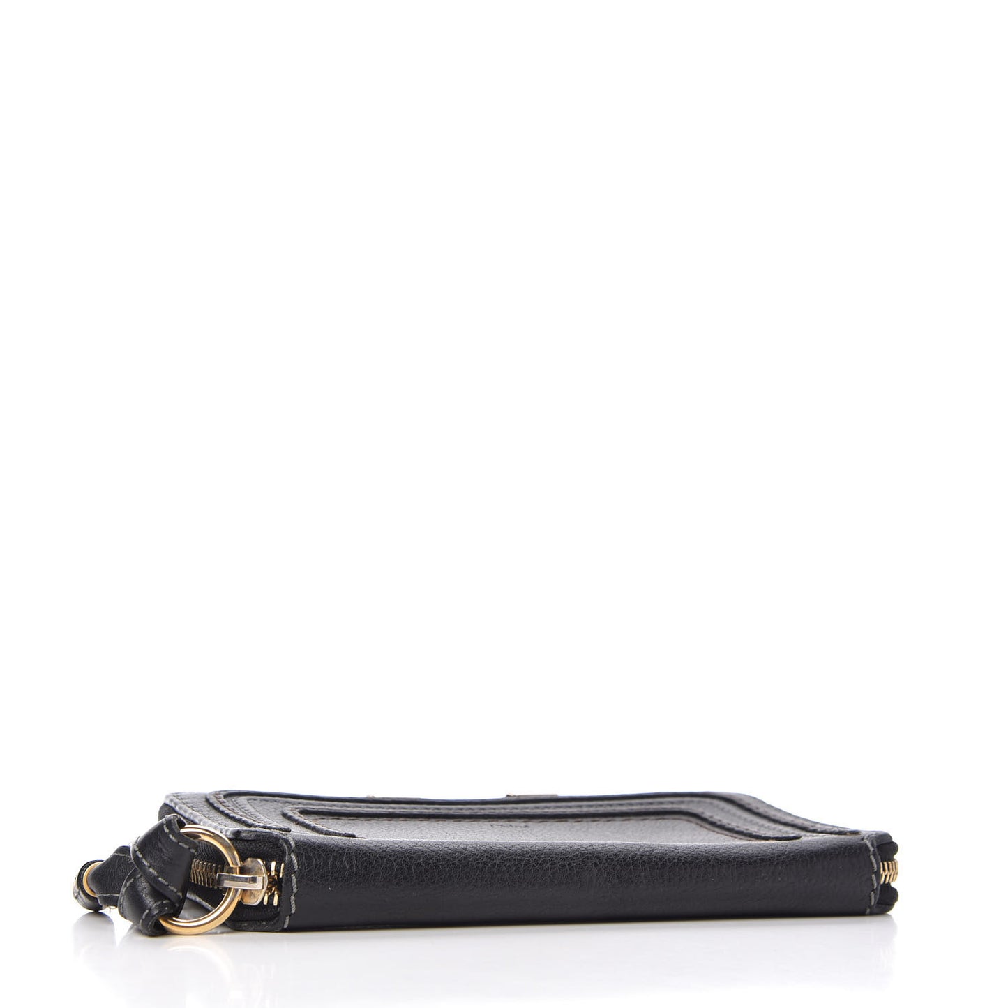Grained Calfskin Marcie Long Zip Around Wallet Black