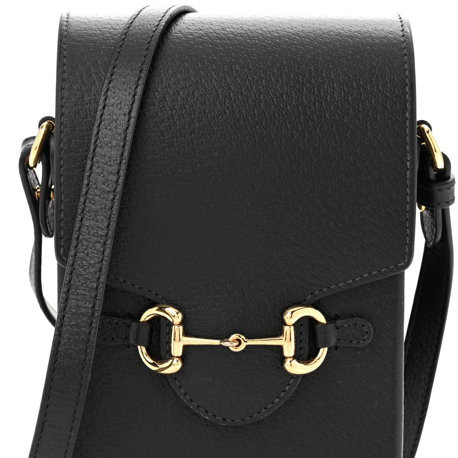 Gucci Dollar Calfskin Vertical Horsebit 1955 Crossbody Bag Black 8 of 11