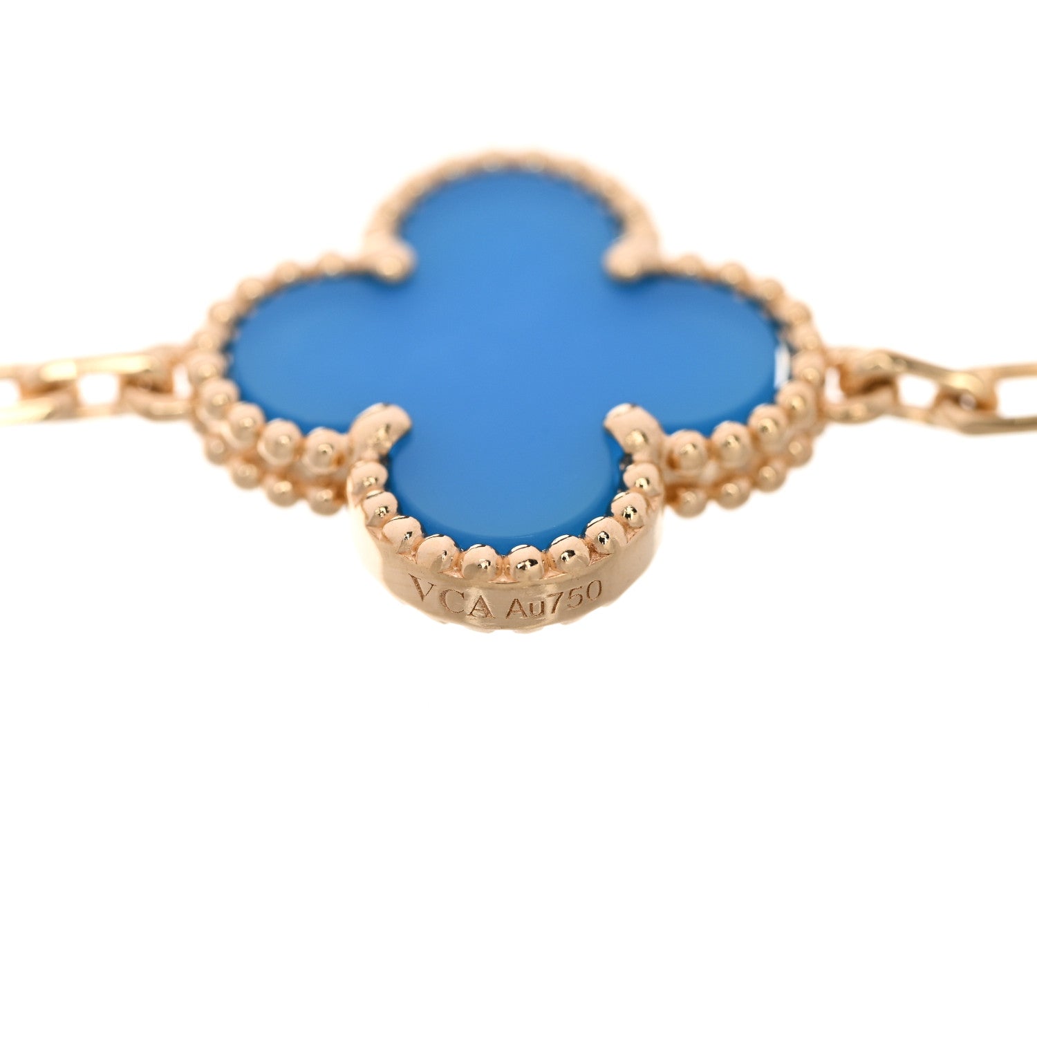 Van Cleef & Arpels 18K Yellow Gold Blue Agate 5 Motifs Vintage Alhambra Bracelet 4 of 5