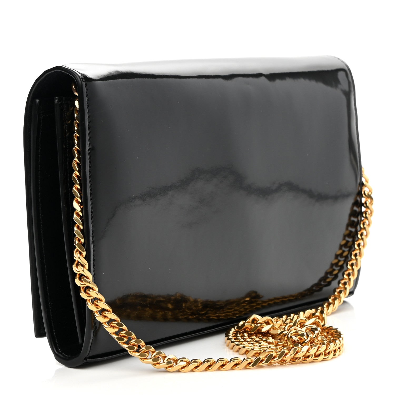 Saint Laurent Patent Calfskin Monogram Kate Wallet On Chain Black 4 of 10