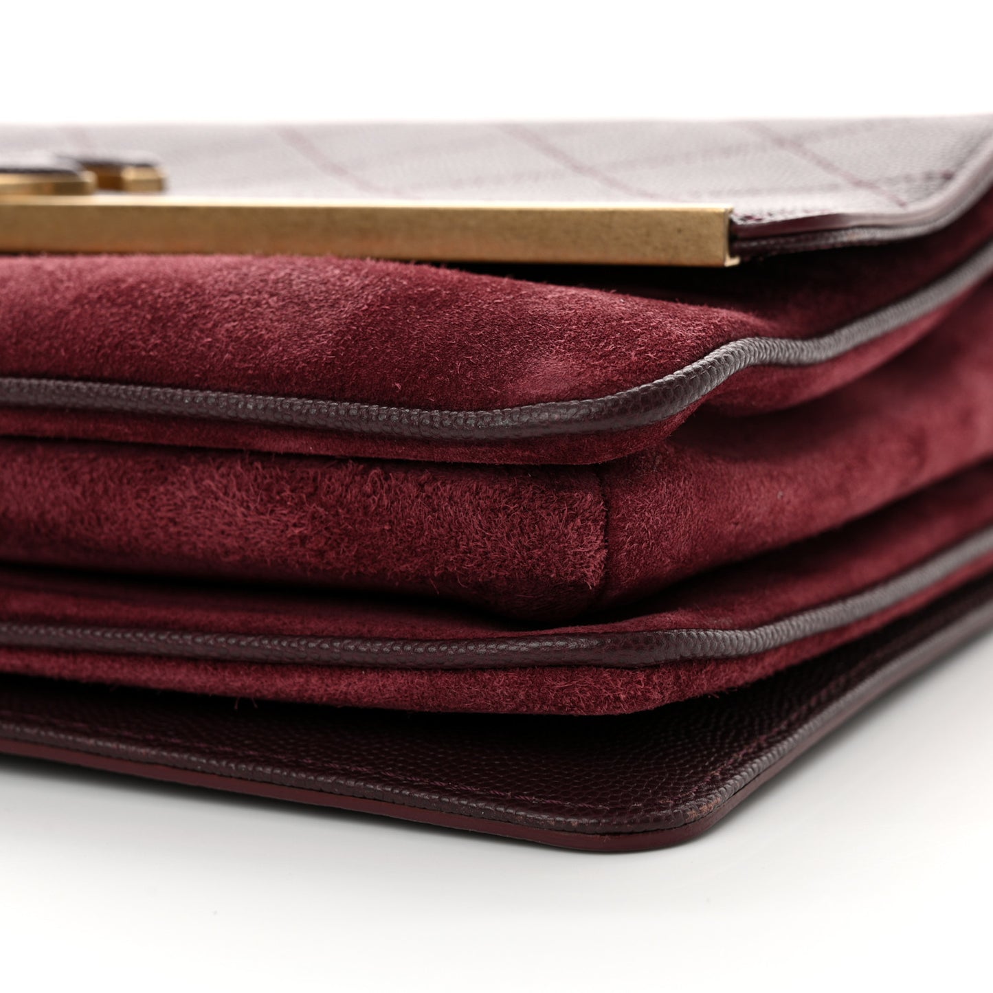 Caviar Suede Stitched Lady Coco Flap Burgundy