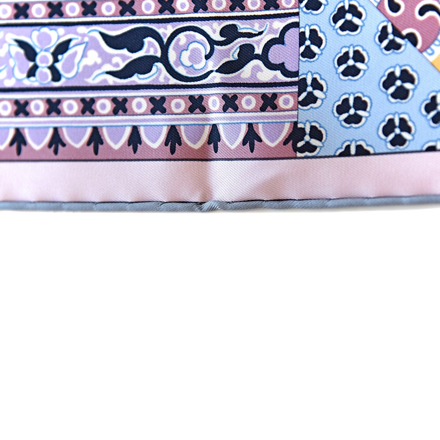 Silk L'Art du Sarasa Scarf 90 Rose Pale Gris Perle Mauve