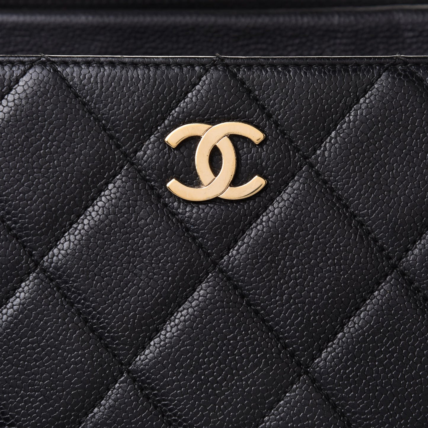 Caviar Quilted Shopping Tote Black
