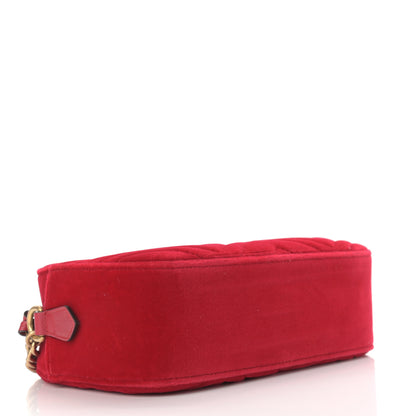 Gucci Velvet Matelasse Small GG Marmont Chain Shoulder Bag Hibiscus Red 4 of 10