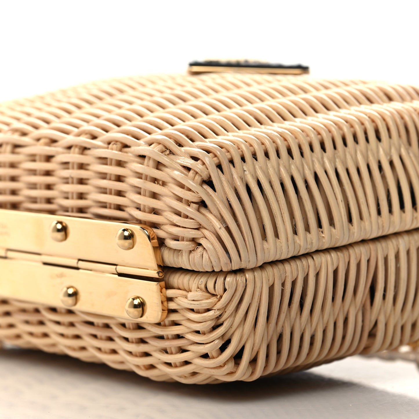 Wicker Triangle Crossbody Clutch Naturale Black