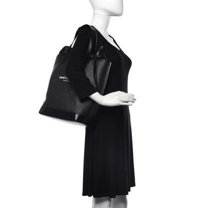 Saint Laurent Linen Canvas Teddy Shopping Bag Black 2 of 13