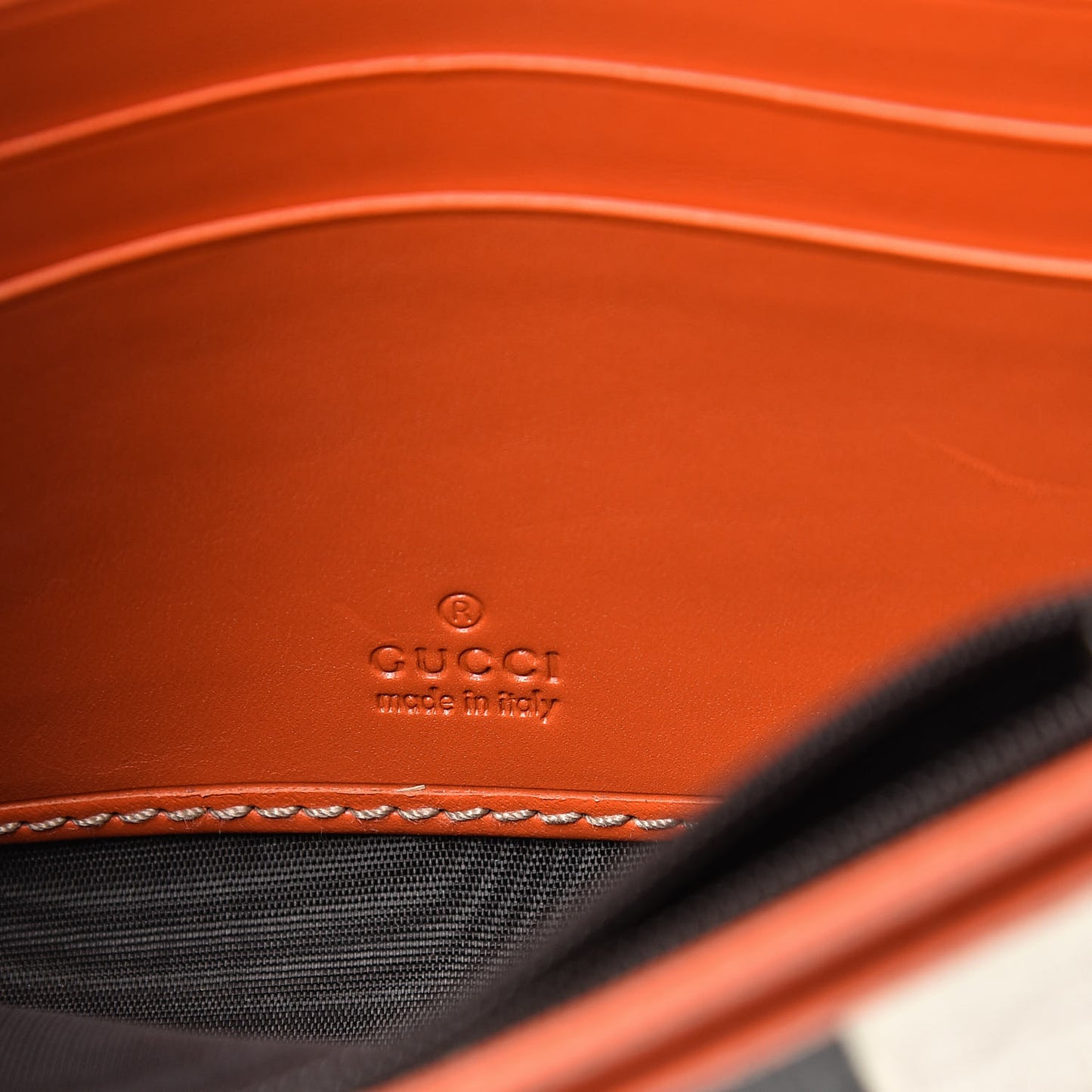 GG Plus Monogram Web Stripe Joy Card Case Wallet Orange White